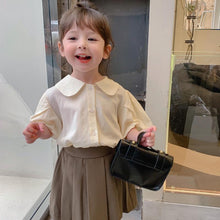 Load image into Gallery viewer, 2021 Girls&#39; Summer Wear New Style Baby Collar Children&#39;s Apricot Bubble Sleeve Shirt Girl&#39;s Outing Leisure Suit Cute Female Coat
