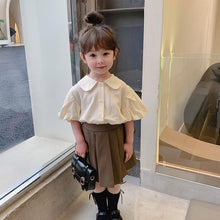 Load image into Gallery viewer, 2021 Girls&#39; Summer Wear New Style Baby Collar Children&#39;s Apricot Bubble Sleeve Shirt Girl&#39;s Outing Leisure Suit Cute Female Coat