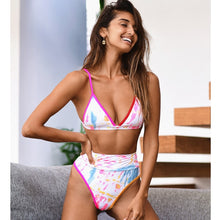 Load image into Gallery viewer, 2021 High Waist Patchwork Bikini Set V-Neck Swimwear Push Up Swimsuit Female Print Bathing Suits Summer Beach Wear Swimming Suit
