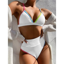 Load image into Gallery viewer, 2021 High Waist Patchwork Bikini Set V-Neck Swimwear Push Up Swimsuit Female Print Bathing Suits Summer Beach Wear Swimming Suit
