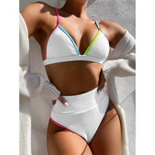 Load image into Gallery viewer, 2021 High Waist Patchwork Bikini Set V-Neck Swimwear Push Up Swimsuit Female Print Bathing Suits Summer Beach Wear Swimming Suit