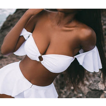 Load image into Gallery viewer, 2021 High Waist  Separate 3 Pieces Bikini Set  Sexy Strapless Women&#39;s Swimsuit Removable Ruffle Beachwear купальник женский