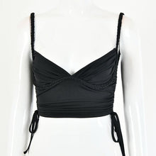 Load image into Gallery viewer, 2021 Hot Selling Women&#39;s Summer New Personality Drawstring Fold Sling Short Tank Upper Outer Garment Sleeveless Tops