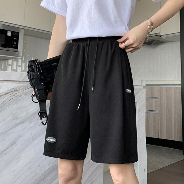 2021 Hot Summer Casual Ice Silk Biker Shorts Women Plus Size High Waist Loose Shorts Short SweatPants Streetwear Womens Shorts
