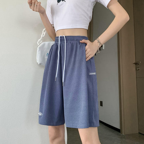 2021 Hot Summer Casual Ice Silk Biker Shorts Women Plus Size High Waist Loose Shorts Short SweatPants Streetwear Womens Shorts