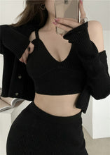 Load image into Gallery viewer, 2021 Korean Fashion Summer 3 Piece Set Casual Knitted Women Elegant Long Sleeve Cardigan + Sling V-Neck Vest + Shorts Outfits