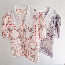 Load image into Gallery viewer, 2021 Korean Temperament Sweet Doll Collar Chiffon Print Women Blouses Fashion Puff Sleeve Office Chic Blusas