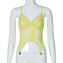 Load image into Gallery viewer, 2021 Lace Patchwork Women Strap Crop Top Camis V Neck Patchwork Irregular See Through Sheer Bodycon Sexy 2021 Summer Clothes