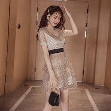 Load image into Gallery viewer, 2021 New Arrival Fashion Elegant Party Dress Women Sexy Perspective Mesh Temperament Cascading Ruffle Mesh Polka Dot Mini Dress