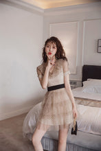 Load image into Gallery viewer, 2021 New Arrival Fashion Elegant Party Dress Women Sexy Perspective Mesh Temperament Cascading Ruffle Mesh Polka Dot Mini Dress