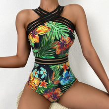 Load image into Gallery viewer, 2021 New Arrival Swimsuit Green Leaf Printing Split Bikini Swimming Suit for Women High Waist  2 Piece Swimsuit