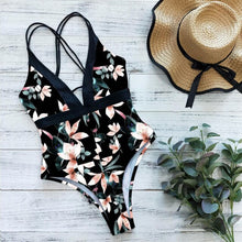 Load image into Gallery viewer, 2021 New Arrival Swimsuit Women One Piece Swimwear Floral Printed Monokini Cut Out Bathing Suit Bodysuit Beach Wear Flower