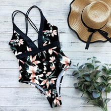 Load image into Gallery viewer, 2021 New Arrival Swimsuit Women One Piece Swimwear Floral Printed Monokini Cut Out Bathing Suit Bodysuit Beach Wear Flower