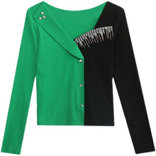 Load image into Gallery viewer, 2021 New Autumn Long Sleeve Women&#39;s T-Shirt Fashion Casual V-Neck Diamond Tops Plus Size V-Neck Women Clothing