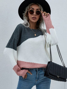 2021 New Autumn Winter Long Sleeve Striped Sweater Pullovers Women Loose Oversized O-Neck Knitted Warm Sweaters Jumper Mujer