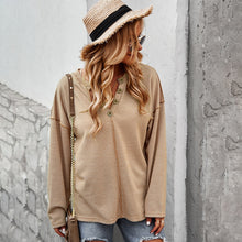 Load image into Gallery viewer, 2021 New Autumn Women Solid Thin Sweaters Pullovers Casual Knitted Loose Sweater Women Lady Button V-Neck Pull Jumpers Shirt