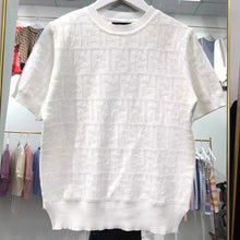 Load image into Gallery viewer, 2021 New Base Shirt Hollow Letter Round Neck Ice Silk Knitting Temperament Thin Top