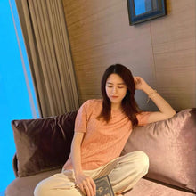 Load image into Gallery viewer, 2021 New Base Shirt Hollow Letter Round Neck Ice Silk Knitting Temperament Thin Top