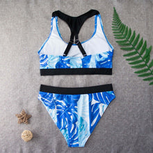 Load image into Gallery viewer, 2021 New Bikini Split Print Sports Conservative Swimsuit 2 Piece Sets Viquinis Mujer Swimming Suit for Women High Waist