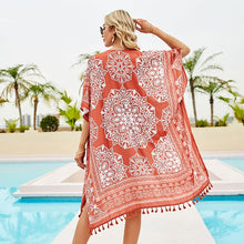 Load image into Gallery viewer, 2021 New Bohemian Summer Mid-Length Chiffon Beach Top Floral Pattern Sunscreen Clothing