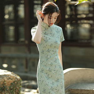 2021 New Chinese Qipao Cheongsam Summer Young Style Improved Dress Yellow Daily Girl Retro Temperament New Evening Party Gown