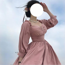 Load image into Gallery viewer, 2021 New Cute Girl Elegant Self-cultivation Sweet Desire Retro French Temperament Ladies Solid Color Dress Princess Dress