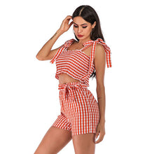 Load image into Gallery viewer, 2021 New Fashion Home Holiday Summer Plaid Vest Suit Women Two-Piece Shorts