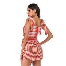 Load image into Gallery viewer, 2021 New Fashion Home Holiday Summer Plaid Vest Suit Women Two-Piece Shorts