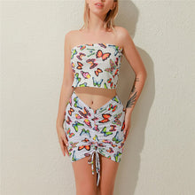 Load image into Gallery viewer, 2021 New Fashion Ladies Two-Piece Summer Butterfly Print Dress And Jacket Cover