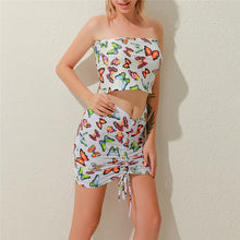 Load image into Gallery viewer, 2021 New Fashion Ladies Two-Piece Summer Butterfly Print Dress And Jacket Cover