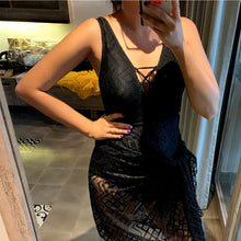 Load image into Gallery viewer, 2021 New Fashion women 2 piece Swimwears One-piece Bodysuit and lace veil sexy ladies Black/ White swimsuit Hot Sale