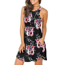 Load image into Gallery viewer, 2021 New  Floral Printed Dress Women Sleeveless O-Neck Prairie Chic Beach Dress Summer Casual Mini Boho Sundress Femme