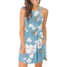 Load image into Gallery viewer, 2021 New  Floral Printed Dress Women Sleeveless O-Neck Prairie Chic Beach Dress Summer Casual Mini Boho Sundress Femme