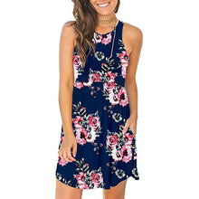Load image into Gallery viewer, 2021 New  Floral Printed Dress Women Sleeveless O-Neck Prairie Chic Beach Dress Summer Casual Mini Boho Sundress Femme