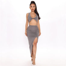 Load image into Gallery viewer, 2021 New Folds Slim Navel Crop Tank Top Long Length Skirt Outfit For Women Sleeveless Fashion Solid Sexy Skirt Set