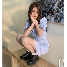 Load image into Gallery viewer, 2021 New French Minority Sweet Salt Plaid Dress for Women Summer Square-Neck Cinched Slimming Student Dress