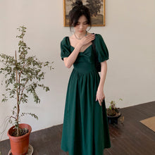 Load image into Gallery viewer, 2021 New French Palace Retro Bubble Short-sleeved V-neck Green Temperament Dress Children Summer Dress Suit