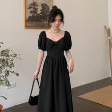 Load image into Gallery viewer, 2021 New French Palace Retro Bubble Short-sleeved V-neck Green Temperament Dress Children Summer Dress Suit