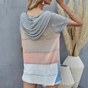 2021 New Hooded Casual Basic Spring Autumn Sweater Women Long Sleeve V-neck Soft Knit Sweaters Pullovers Female Jumper Top