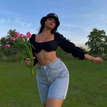 Load image into Gallery viewer, 2021 New Ladies Spring Summer Lantern Sleeve Solid Fashion Casual Cotton Dress Women Sweet Square Collar Folds Blouses