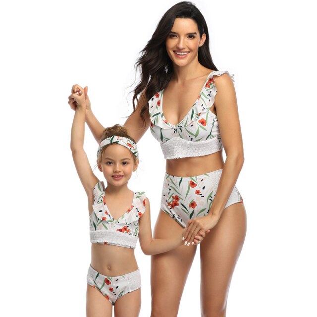 2021 New Ladies Summer High Waist Bikini Mother And Daughter Parent-Child Swimsuit