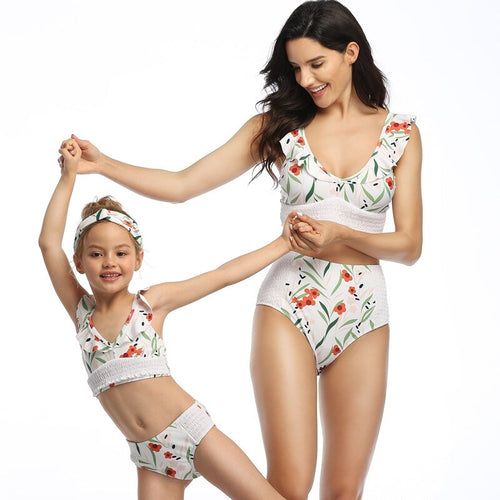 2021 New Ladies Summer High Waist Bikini Mother And Daughter Parent-Child Swimsuit