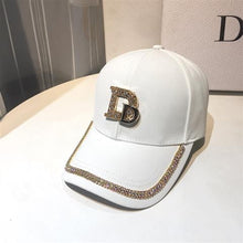 Load image into Gallery viewer, 2021 New Letter D Baseball Cap Women rhinestone  trend cotton bling Cap  snapback  hip hop cap UV protection Hat Women&#39;s Cap