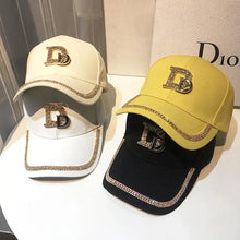 Load image into Gallery viewer, 2021 New Letter D Baseball Cap Women rhinestone  trend cotton bling Cap  snapback  hip hop cap UV protection Hat Women&#39;s Cap