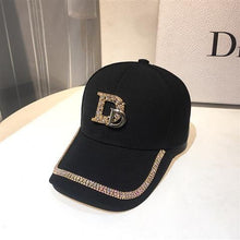 Load image into Gallery viewer, 2021 New Letter D Baseball Cap Women rhinestone  trend cotton bling Cap  snapback  hip hop cap UV protection Hat Women&#39;s Cap