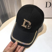 Load image into Gallery viewer, 2021 New Letter D Baseball Cap Women rhinestone  trend cotton bling Cap  snapback  hip hop cap UV protection Hat Women&#39;s Cap