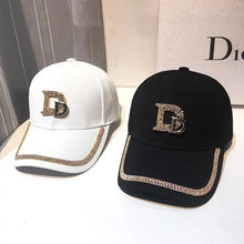 Load image into Gallery viewer, 2021 New Letter D Baseball Cap Women rhinestone  trend cotton bling Cap  snapback  hip hop cap UV protection Hat Women&#39;s Cap