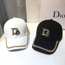 Load image into Gallery viewer, 2021 New Letter D Baseball Cap Women rhinestone  trend cotton bling Cap  snapback  hip hop cap UV protection Hat Women&#39;s Cap