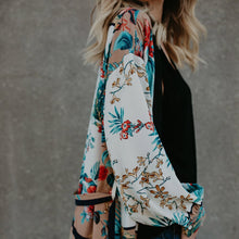 Load image into Gallery viewer, 2021 New Long Kimono Cardigan Womens Blouse Belt Bandage Shawl Print Casual Kimono Cardigan Top Bikini Cover Up Blouse Beachwear