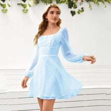 Load image into Gallery viewer, 2021 New Long Sleeve Square Neck Summer Autumn Black  Dress Women Sexy White Elegant Short Mini Party Dresses Vestidos Sundress